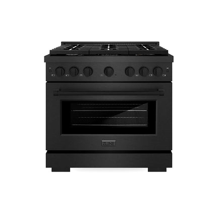 ZLINE 36 in. 5.2 cu. ft. Paramount Gas Range with Convection Gas Oven in Black Satin Stainless Steel with 6 Brass Burners (SGRBS-BR-36)