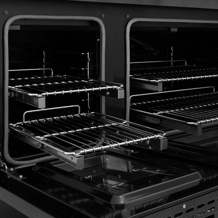 ZLINE Autograph Edition 48 in. 6.7 cu. ft. Paramount Gas Range with 8 Burner DuoPro™ Cooktop and Dual Ovens in Black Satin Stainless Steel and Polished Gold Accents (PSGRBSZ-48-G)