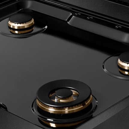 ZLINE 30 in. Paramount Gas Rangetop with 4 Brass Burners and Porcelain Cooktop in Black Satin Stainless Steel (SRTBS-BR-30)