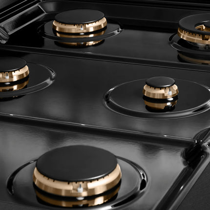 ZLINE Autograph Edition 36 in. Paramount Gas Rangetop with 6 Burners and Porcelain Cooktop in Black Satin Stainless Steel with Champagne Bronze Accents (SRTBSZ-36-CB)