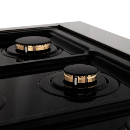 ZLINE 36 in. 4.6 cu. ft. Legacy Dual Fuel Range with Gas Cooktop and Electric Convection Oven in Satin Stainless Steel with 6 Brass Burners (RAS-SN-BR-36)