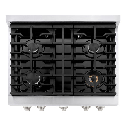 ZLINE 30 in. 4.2 cu. ft. Paramount Dual Fuel Range with 4 Burner Gas Cooktop and Electric Convection Oven in Satin Stainless Steel with White Matte Door (SDRS-WM-30)