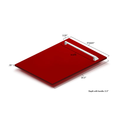 ZLINE 18" Tallac Dishwasher Panel in Red Gloss with Traditional Handle (DPV-RG-18)