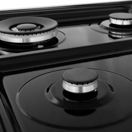ZLINE 24 in. 2.8 cu. ft. Legacy Dual Fuel Range with 4 Burner Gas Cooktop and Electric Convection Oven in Satin Stainless Steel and Black Matte Door (RAS-BLM-24)