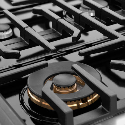 ZLINE 36 in. 5.2 cu. ft. Paramount Dual Fuel Range with 6 Burner Gas Cooktop and Electric Convection Oven in Satin Stainless Steel with Black Matte Door (SDRS-BLM-36)