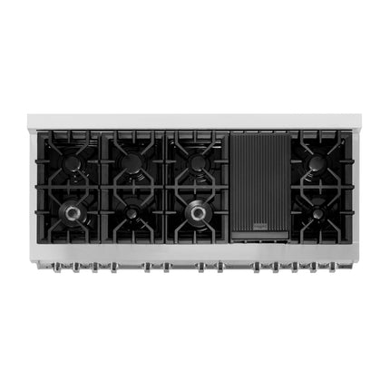 ZLINE 60 in. 7.4 cu. ft. Legacy Dual Fuel Range with 9 Burner Gas Cooktop and 2 Electric Convection Ovens in Satin Stainless Steel and Blue Matte Doors (RAS-BM-60)
