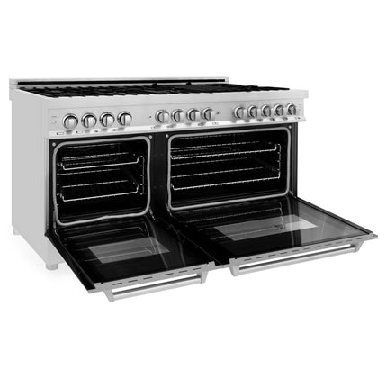 ZLINE 60 in. 7.4 cu. ft. Legacy Dual Fuel Range with 9 Burner Gas Cooktop and 2 Electric Convection Ovens in Stainless Steel with Satin Stainless Steel Doors (RA-SN-60)