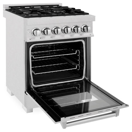 ZLINE 24 in. 2.8 cu. ft. Legacy Dual Fuel Range with 4 Burner Gas Cooktop and Electric Convection Oven in Satin Stainless Steel (RAS-SN-24)