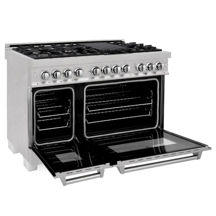 ZLINE 60 in. 7.4 cu. ft. Legacy Dual Fuel Range with 9 Burner Gas Cooktop and 2 Electric Convection Ovens in Satin Stainless Steel (RAS-SN-60)
