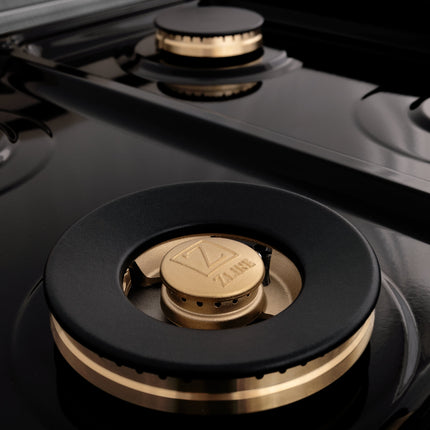 ZLINE 48 in. 6.0 cu. ft. Legacy Dual Fuel Range with Gas Cooktop and 2 Electric Ovens in Satin Stainless Steel with 6 Brass Burners (RAS-SN-BR-48)