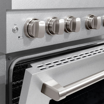 ZLINE 36 in. 5.2 cu. ft. Paramount Gas Range with 6 Burner DuoPro™ Cooktop and Convection Gas Oven in Satin Stainless Steel (PSGRS-36)