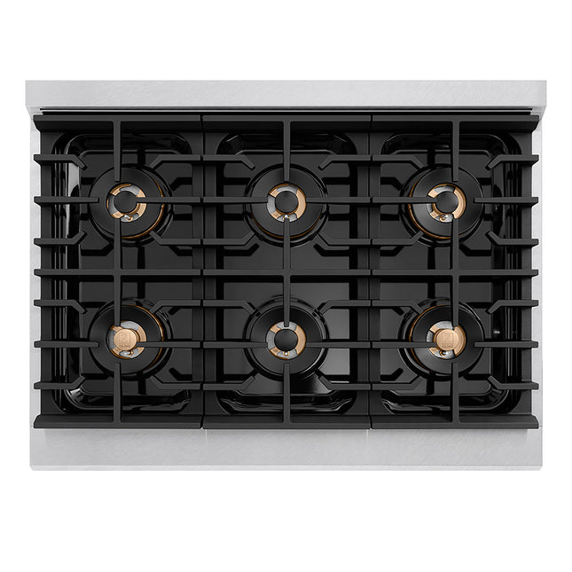 ZLINE Autograph Edition 36 in. 5.2 cu. ft. Paramount Gas Range with 6 Burner DuoPro™ Cooktop and Convection Gas Oven in Satin Stainless Steel and Matte Black Accents (PSGRSZ-36-MB)