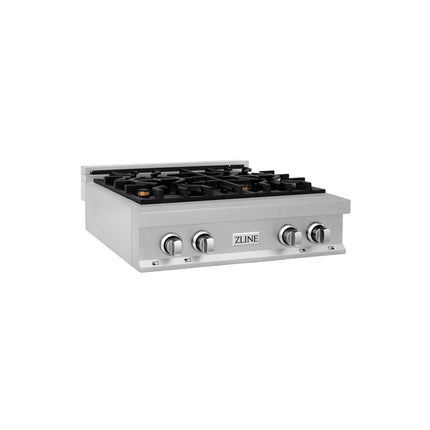 ZLINE 30 in. Legacy Gas Rangetop with 4 Brass Burners and Porcelain Cooktop in Satin Stainless Steel (RTS-BR-30)