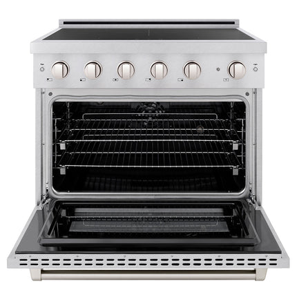 ZLINE 36 in. 5.2 cu. ft. Paramount Induction Range with 5 Element Cooktop and Electric Convection Oven in Satin Stainless Steel (SINRS-36)