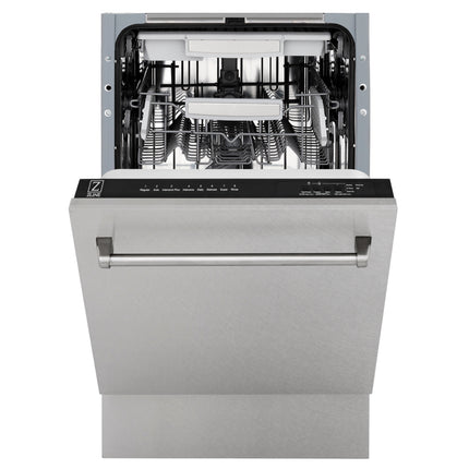 ZLINE 18 in. Tallac Series 3rd Rack Top Control Dishwasher with Satin Stainless Steel Panel and Stainless Steel Tub, 51dBa (DWV-SN-18)