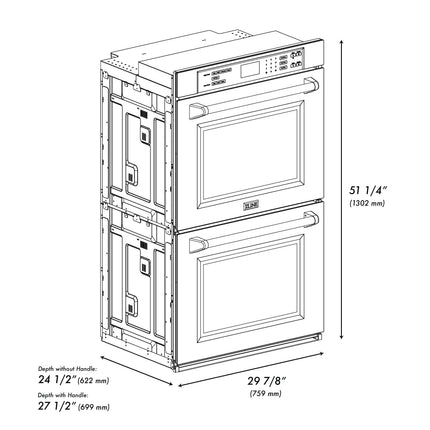 ZLINE 30 in. Professional True Convection Double Wall Oven with Air Fry and Self Clean in Satin Stainless Steel (WADS-30)
