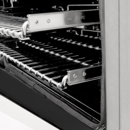 ZLINE 24 in. 2.8 cu. ft. Legacy Dual Fuel Range with 4 Burner Gas Cooktop and Electric Convection Oven in Satin Stainless Steel and White Matte Door (RAS-WM-24)