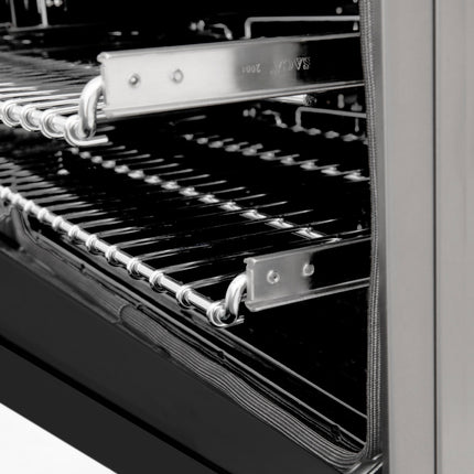 ZLINE 24 in. 2.8 cu. ft. Legacy Dual Fuel Range with 4 Burner Gas Cooktop and Electric Convection Oven in Stainless Steel and Black Matte Door (RA-BLM-24)