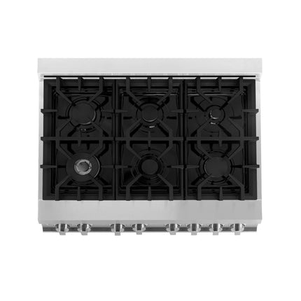 ZLINE 36 in. 4.6 cu. ft. Legacy Dual Fuel Range with 6 Burner Gas Cooktop and Electric Convection Oven in Stainless Steel and Black Matte Door (RA-BLM-36)