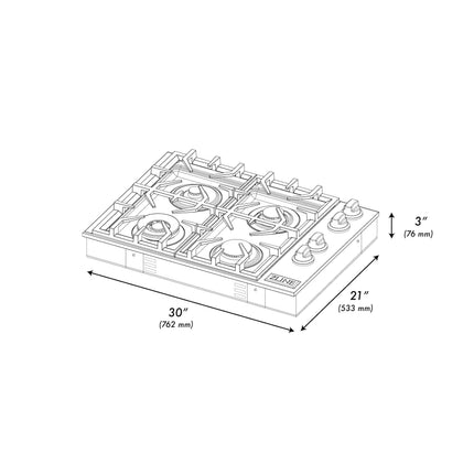ZLINE 30" Gas Cooktop with 4 Gas Brass Burners (RC-BR-30)