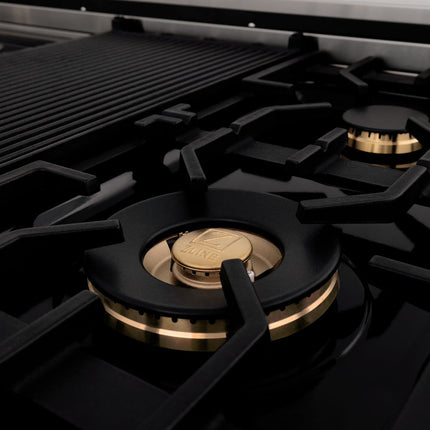 ZLINE 60 in. 7.4 cu. ft. Legacy Dual Fuel Range with Gas Cooktop and 2 Electric Convection Ovens in Stainless Steel with 8 Brass Burners (RA-BR-60)