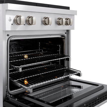 ZLINE 30 in. 4.2 cu. ft. Paramount Dual Fuel Range with 4 Burner DuoPro™ Cooktop and Electric Convection Oven with Black Matte Door (PSDR-BLM-30)