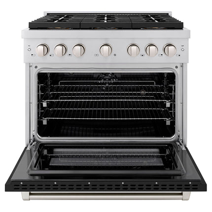 ZLINE 36 in. 5.2 cu. ft. Paramount Dual Fuel Range with 6 Burner DuoPro™ Cooktop and Electric Convection Oven with Black Matte Door (PSDR-BLM-36)