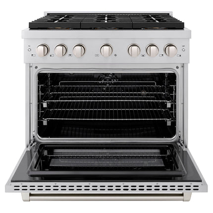 ZLINE 36 in. 5.2 cu. ft. Paramount Dual Fuel Range with 6 Burner DuoPro™ Cooktop and Electric Convection Oven in Stainless Steel (PSDR36)