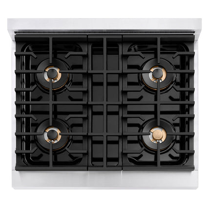 ZLINE Autograph Edition 30 in. 4.2 cu. ft. Paramount Dual Fuel Range with 4 Burner DuoPro™ Cooktop and Electric Convection Oven in Stainless Steel with Matte Black Accents (PSDRZ-30-MB)