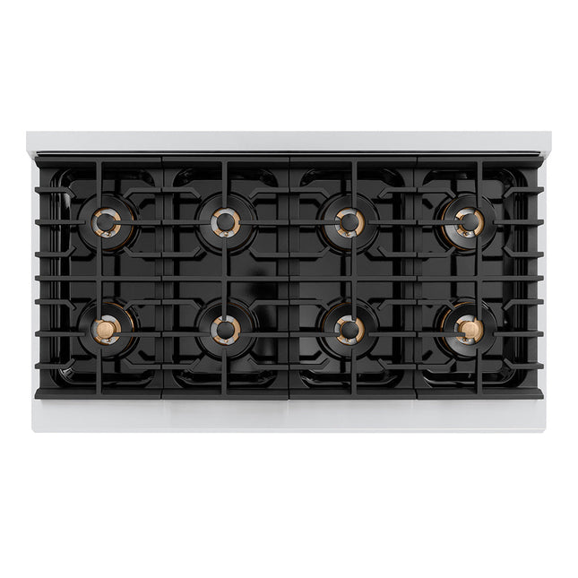ZLINE Autograph Edition 48 in. 6.7 cu. ft. Paramount Dual Fuel Range with 8 Burner DuoPro™ Cooktop and Dual Ovens with Black Matte Doors and Champagne Bronze Accents (PSDRZ-BLM-48-CB)