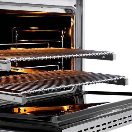 ZLINE Autograph Edition 36 in. 5.2 cu. ft. Paramount Dual Fuel Range with 6 Burner Gas Cooktop and Electric Convection Oven in Stainless Steel with Champagne Bronze Helix Handle and Knob Accents (SDRZ-36-KCB)