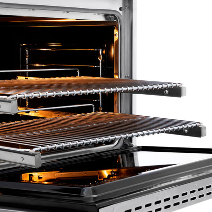 ZLINE Autograph Edition 36 in. 5.2 cu. ft. Paramount Dual Fuel Range with 6 Burner DuoPro™ Cooktop and Electric Convection Oven in Stainless Steel with Champagne Bronze Helix Handle and Accents (PSDRZ-36-KCB)