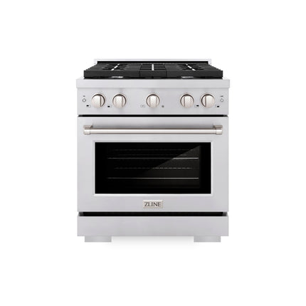 ZLINE 30 in. 4.2 cu. ft. Paramount Dual Fuel Range with 4 Burner Gas Cooktop and Electric Convection Oven in Stainless Steel (SDR30)