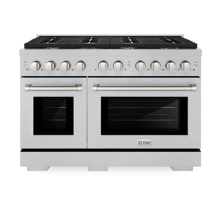 ZLINE 48 in. 6.7 cu. ft. Paramount Double Oven Gas Range with 8 Burner Cooktop in Satin Stainless Steel (SGRS-48)