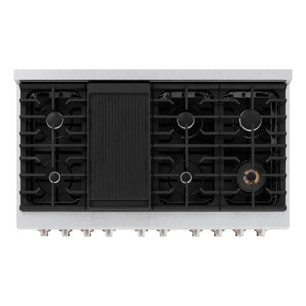 ZLINE 48 in. 6.7 cu. ft. Paramount Double Oven Gas Range with 8 Burner Cooktop in Satin Stainless Steel (SGRS-48)