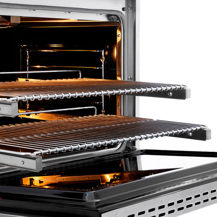 ZLINE Autograph Edition 48 in. 6.7 cu. ft. Paramount Double Oven Gas Range with 8 Burner Cooktop in Black Stainless Steel and Polished Gold Helix Handles and Knob Accents (SGRBZ-48-KG)