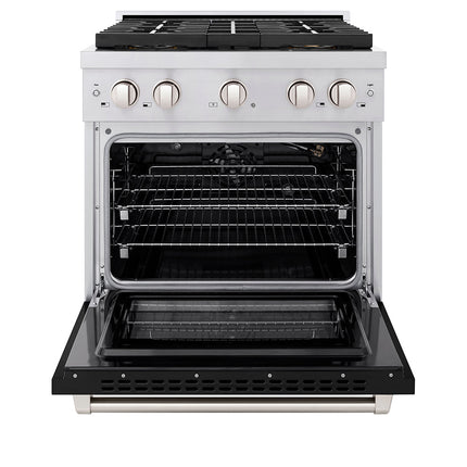 ZLINE 30 in. 4.2 cu. ft. Paramount Gas Range with 4 Burner DuoPro™ Cooktop and Convection Gas Oven with Black Matte Door (PSGR-BLM-30)