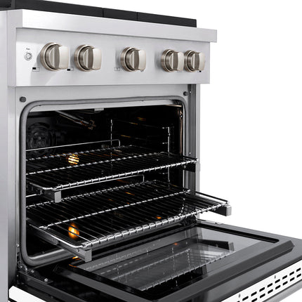 ZLINE 30 in. 4.2 cu. ft. Paramount Gas Range with 4 Burner DuoPro™ Cooktop and Convection Gas Oven with White Matte Door (PSGR-WM-30)