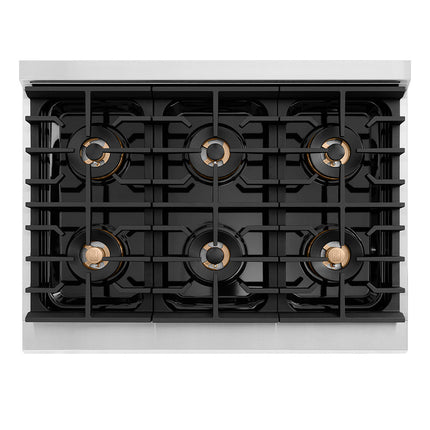 ZLINE 36 in. 5.2 cu. ft. Paramount Gas Range with 6 Burner DuoPro™ Cooktop and Convection Gas Oven with White Matte Door (PSGR-WM-36)