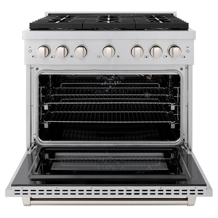 ZLINE 36 in. 5.2 cu. ft. Paramount Gas Range with 6 Burner DuoPro™ Cooktop and Convection Gas Oven in Stainless Steel (PSGR36)