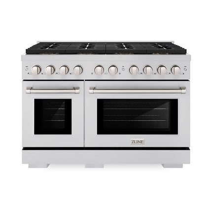 ZLINE 48 in. 6.7 cu. ft. Paramount Gas Range with 8 Burner DuoPro™ Cooktop and Dual Ovens in Stainless Steel (PSGR48)