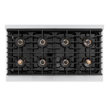 ZLINE Autograph Edition 48 in. 6.7 cu. ft. Paramount Gas Range with 8 Burner DuoPro™ Cooktop and Dual Ovens with White Matte Doors and Matte Black Accents (PSGRZ-WM-48-MB)