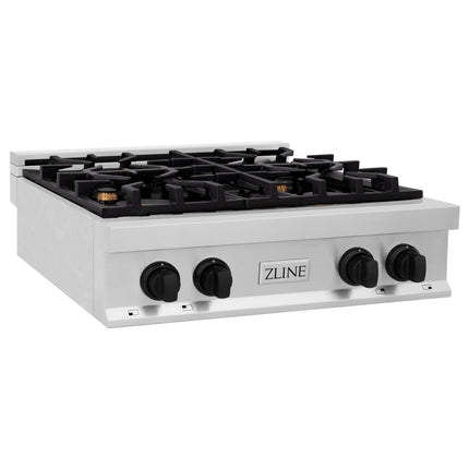ZLINE 30 In. Autograph Edition Rangetop in Stainless Steel with Matte Black Accents (RTZ-30-MB)