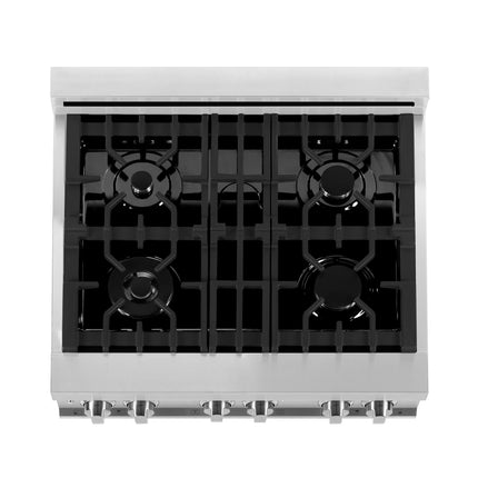 ZLINE 30 in. 4.0 cu. ft. Legacy Dual Fuel Range with 4 Burner Gas Cooktop and Electric Convection Oven in Stainless Steel and Red Matte Door (RA-RM-30)