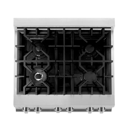 ZLINE 30 in. 4.0 cu. ft. Legacy Dual Fuel Range with 4 Burner Gas Cooktop and Electric Convection Oven in Stainless Steel and White Matte Door (RA-WM-30)