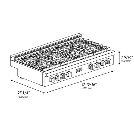 ZLINE 48 in. Paramount Gas Rangetop with 8 Burner DuoPro™ Cooktop in Satin Stainless Steel (PSRTS-48)