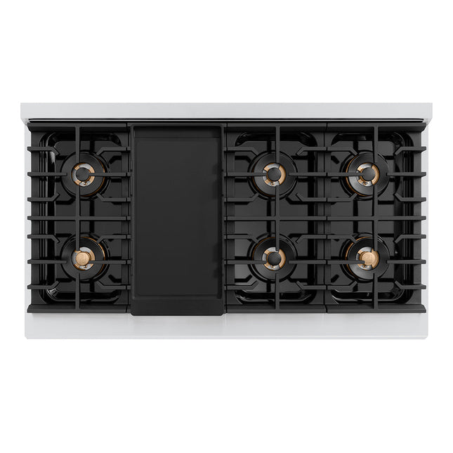 ZLINE Autograph Edition 48 in. Paramount Gas Rangetop with 8 Burner DuoPro™ Cooktop in Stainless Steel and Champagne Bronze Accents (PSRTZ-48-CB)