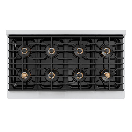 ZLINE Autograph Edition 48 in. Paramount Gas Rangetop with 8 Burner DuoPro™ Cooktop in Stainless Steel and Polished Gold Accents (PSRTZ-48-G)
