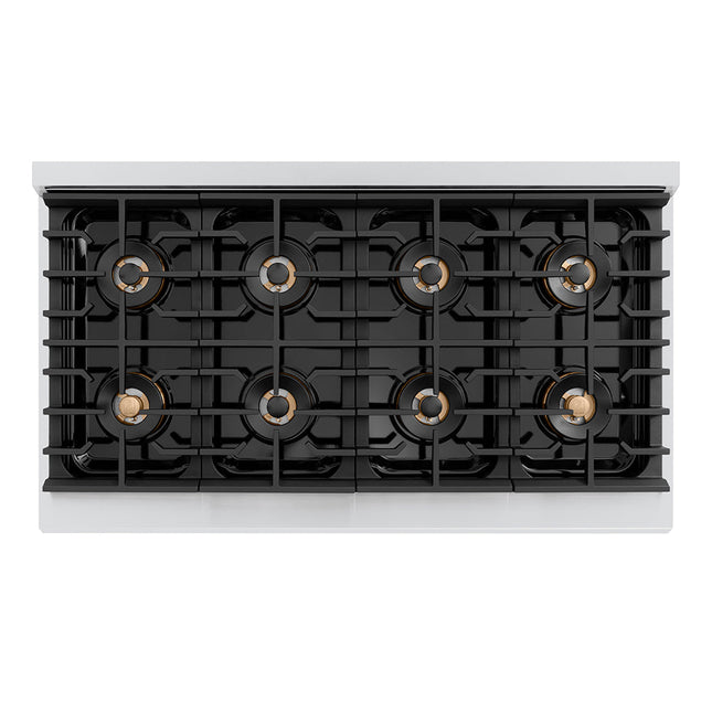 ZLINE Autograph Edition 48 in. Paramount Gas Rangetop with 8 Burner DuoPro™ Cooktop in Stainless Steel and Polished Gold Accents (PSRTZ-48-G)