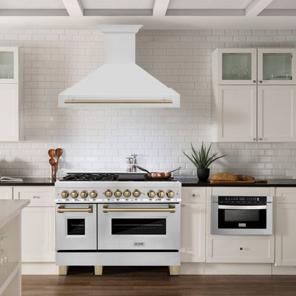 ZLINE Autograph Edition 48" Stainless Steel Range Hood with Stainless Steel Shell and Champagne Bronze Handle (8654STZ-48-CB)